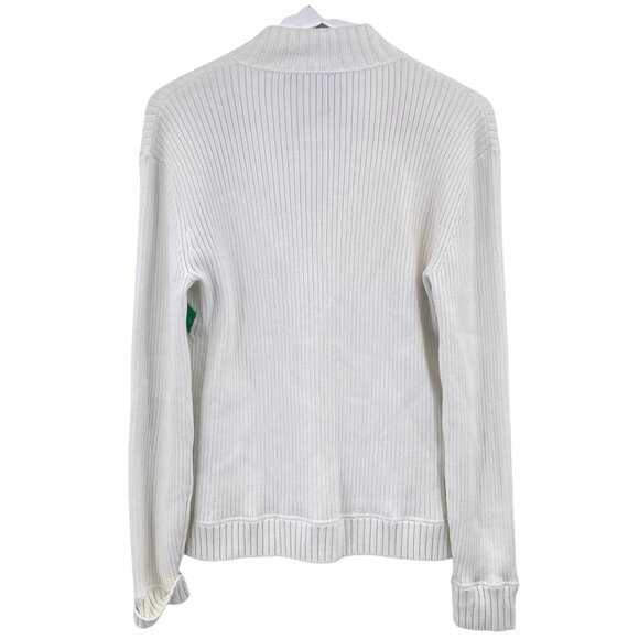 Worth Color block zippered cardigan size large ribbed pockets jacket White - Picture 7 of 7